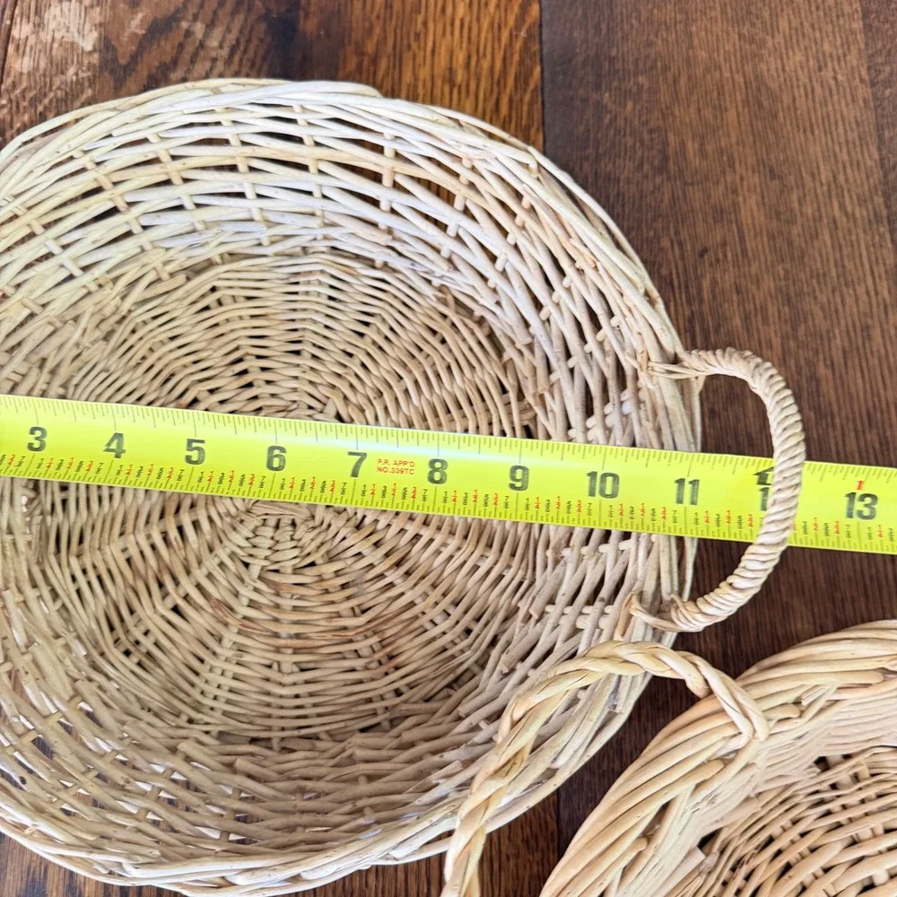 Vintage Wicker Wall Basket Set of 3 English Cottage Kitchen Wall Decor